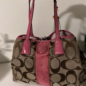 Coach Brown and Pink Shoulder Bag